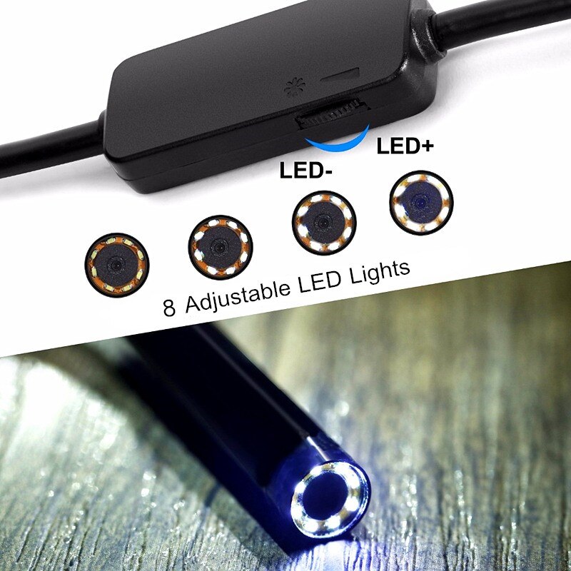 FUERS WIFI Endoscope Camera HD 1200P 8mm Waterproof Hard Cable Inspection Mini Camera For IOS Android Windows Endoscope