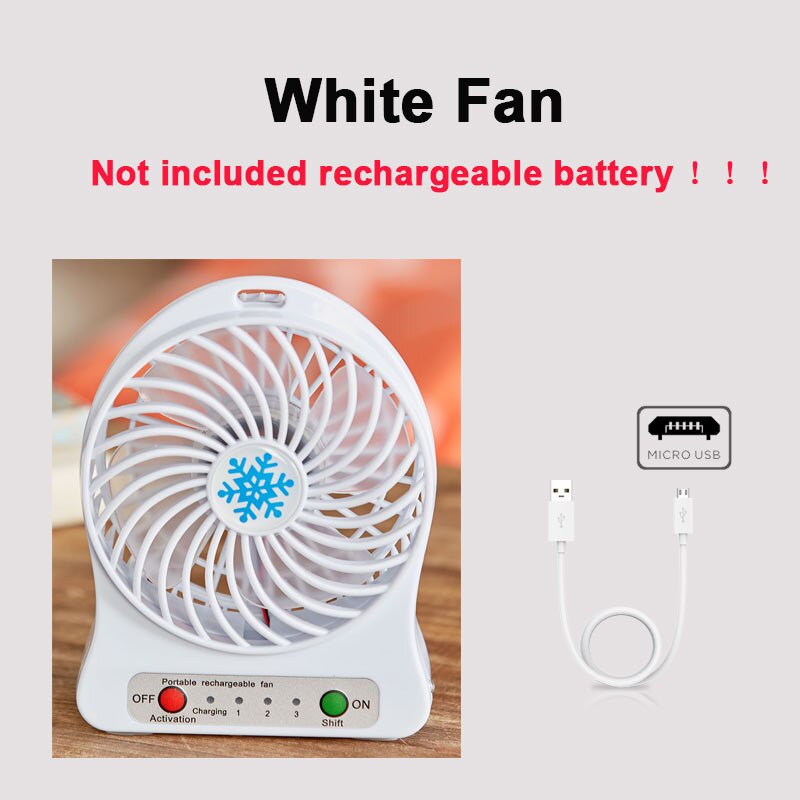 Portable Mini USB LED Fan Light Air Cooler Small Desk Cooler Silent Travel Humidification 2600MAH Lithium Battery fan: white fan