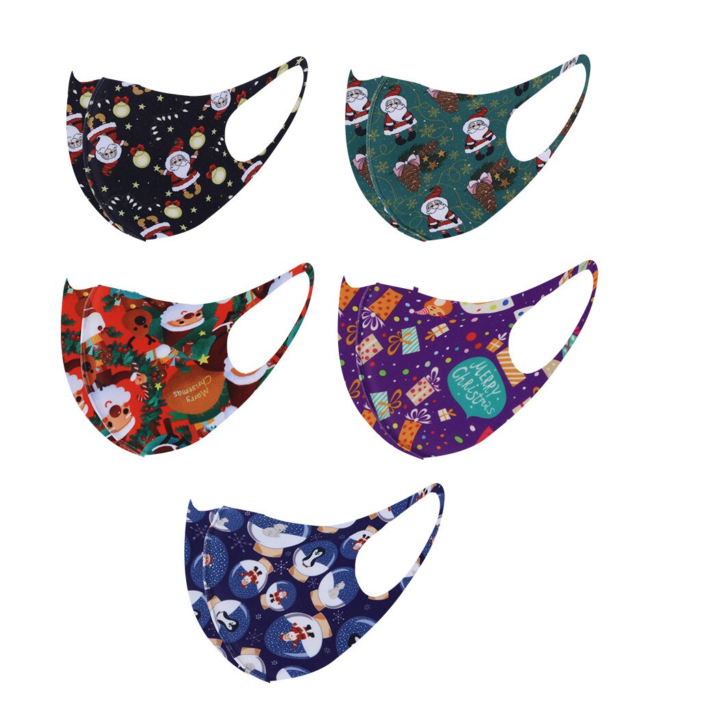 5PC Face Mask Christmas Printed Cover Merry Christmas Xmas Decorations Navidad Decor Santa Claus Happy Year Mascarillas: J