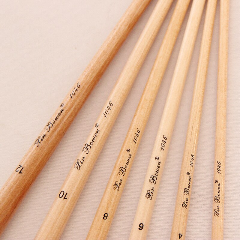 6 st/set akvarell gouache pensel, rå trä olik form rund spets nylon hår målarpensel set konsttillbehör