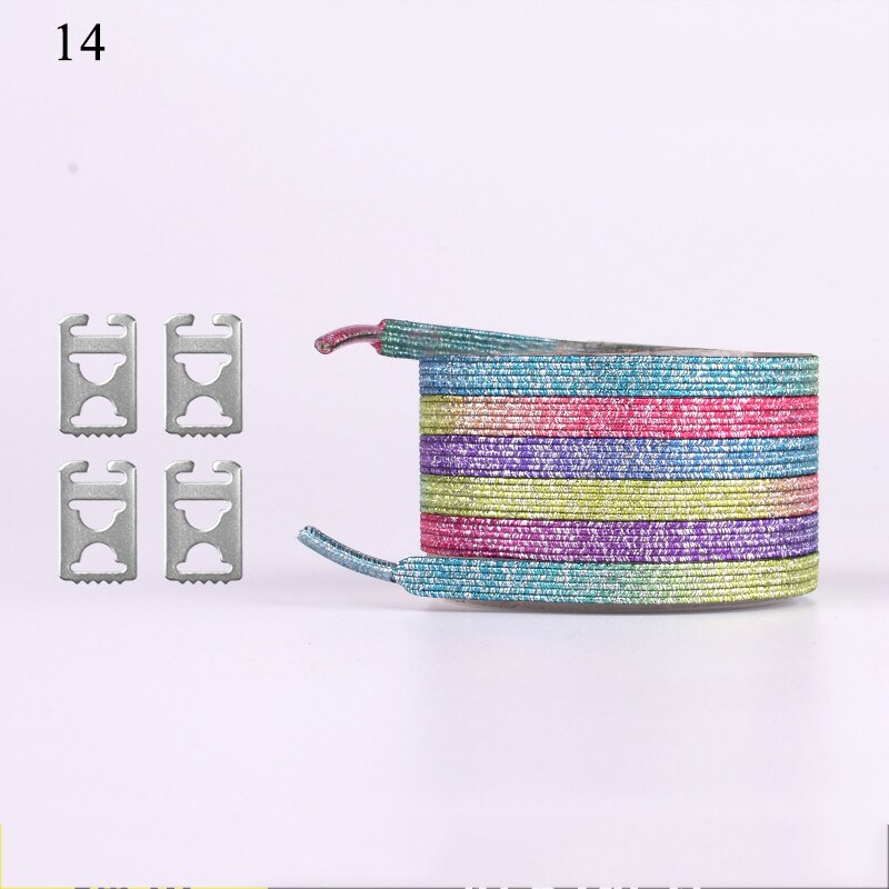 Fargerike skinnende skolisser unisex 105cm raske uten knytesko blonder barn barn spenne skolisser stretch late skolisser: 14