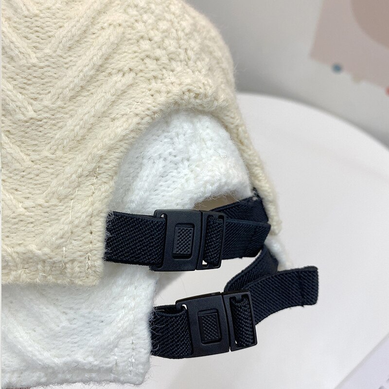 Hatt för kvinnor höst och vinter ledig ullhatt förtjockad och varm justerbar enfärgad basebollhatt med brätte stickad mössa