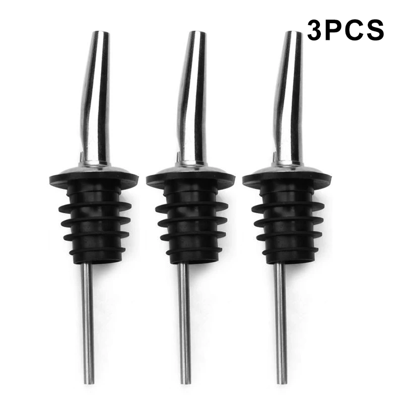 1/2/3/4 Stuks Rvs Wijn Flessenstop Olijfolie Schenker Dispenser Uitloop Fles schenker Stopper Voor Fles Bar Accessoires: Black