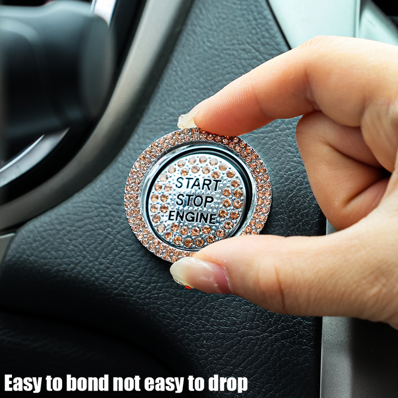 Auto Ein-Start-Taste Diamant Dekoration Aufkleber Innen Zündung Starter Schalter 3D Ring Strass Bling BlingSticker
