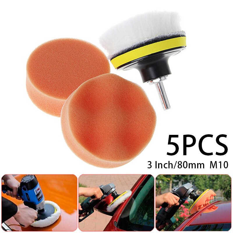 Sponge Waxing Buffing Polishing Buffer pads Wool Kit M10 Drill Adapter 3inch