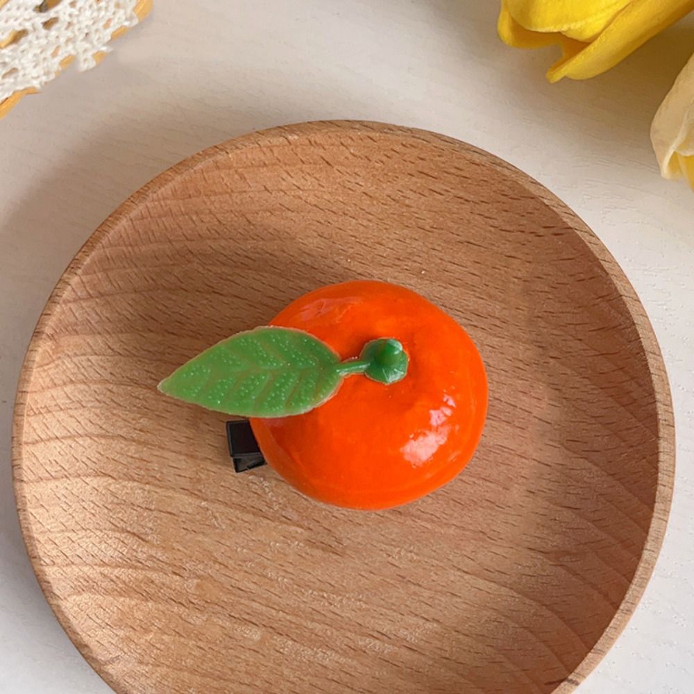 Horquilla de fruta de simulación de cereza dulce, comida falsa de limón, pinza para el pelo bonita, accesorios para el cabello de dibujos animados para mujer, diario: YELLOW