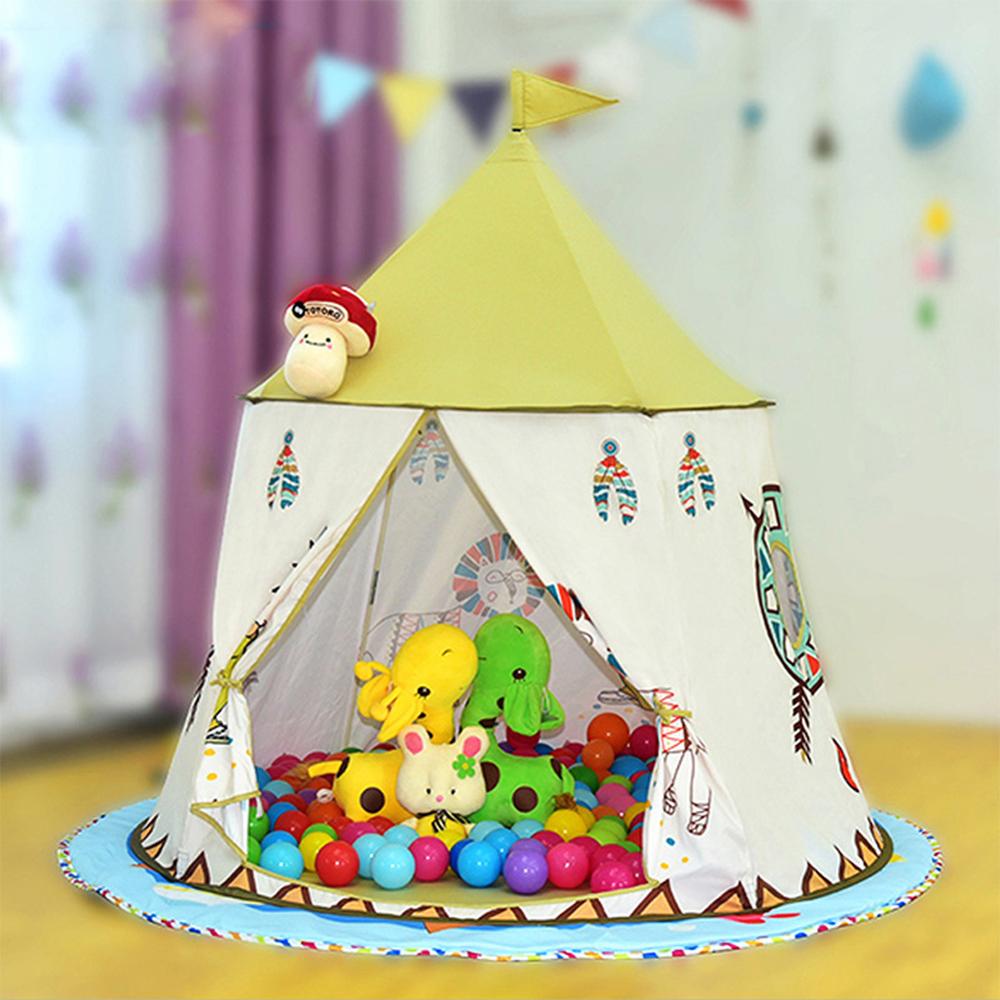 Kid Teepee Foldable Children's Tent House, 123x116cm Indian Teepee Wigwam Tent for Kids Baby Outdoor/Indoor Play-Tent Play-House