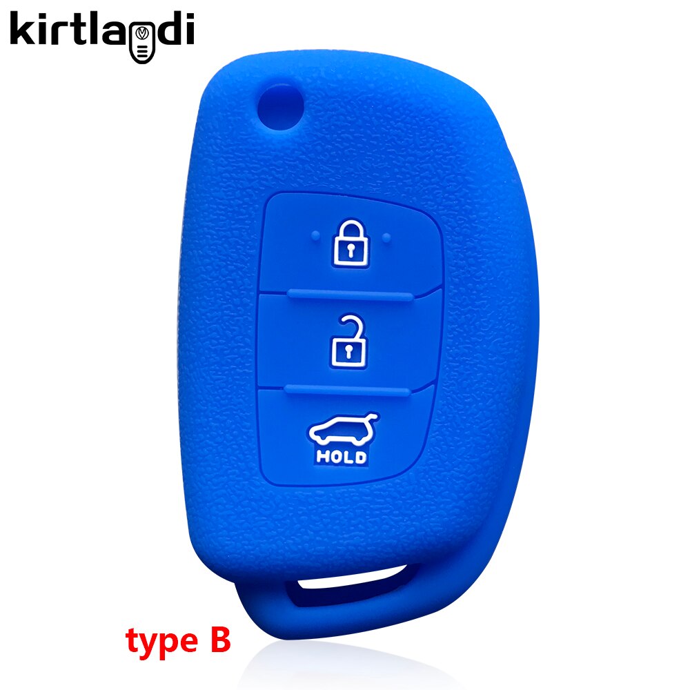 Kirtlandi – housse de protection en Silicone pour clé de voiture, pour Hyundai Solaris I10 I20 Ix25 Elantra, accessoires: type B blue