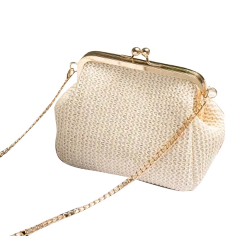 Borse a tracolla piccole Boho per donna pochette da sera Hasp borsa da donna borsa a tracolla da donna in paglia da spiaggia in Rattan: Cachi