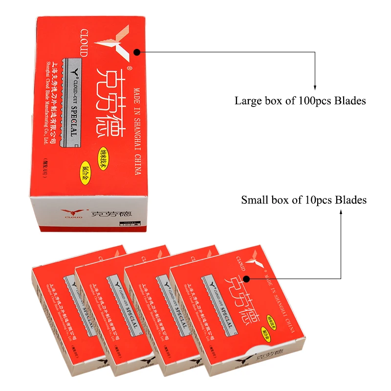 50/100pcs Stainless Steel Hair Thinning Razors Blades Hair Trimming Razor Blades CLOUD Hair Cut Satey Blades C0013A