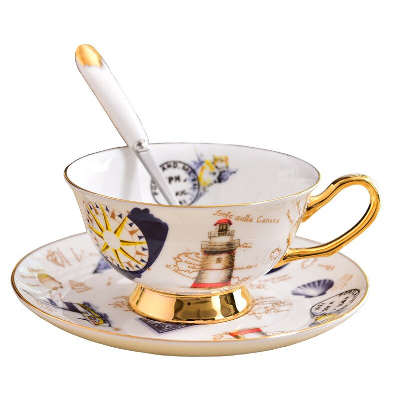 GLLead-tazas de café de cerámica con de flor rosa, juego de Taza de té y platillo de porcelana China, taza de porcelana de europea, bonito: Style E