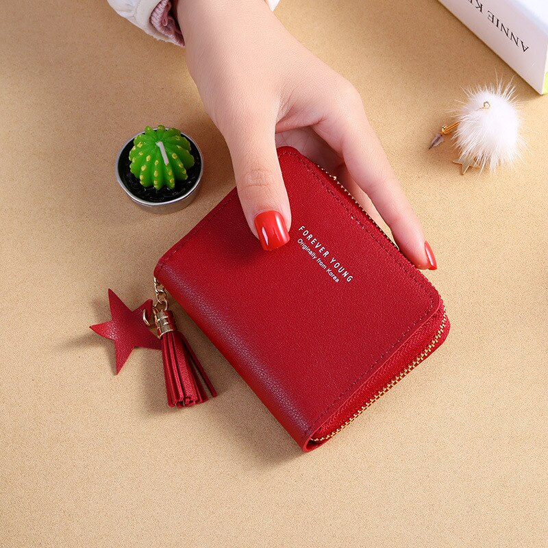 Damesportemonnee korte portemonnees voor vrouwen portemonnee portemonnee met rits clutch portemonnee dames kaarthouder luxe kleine clutch: Rood