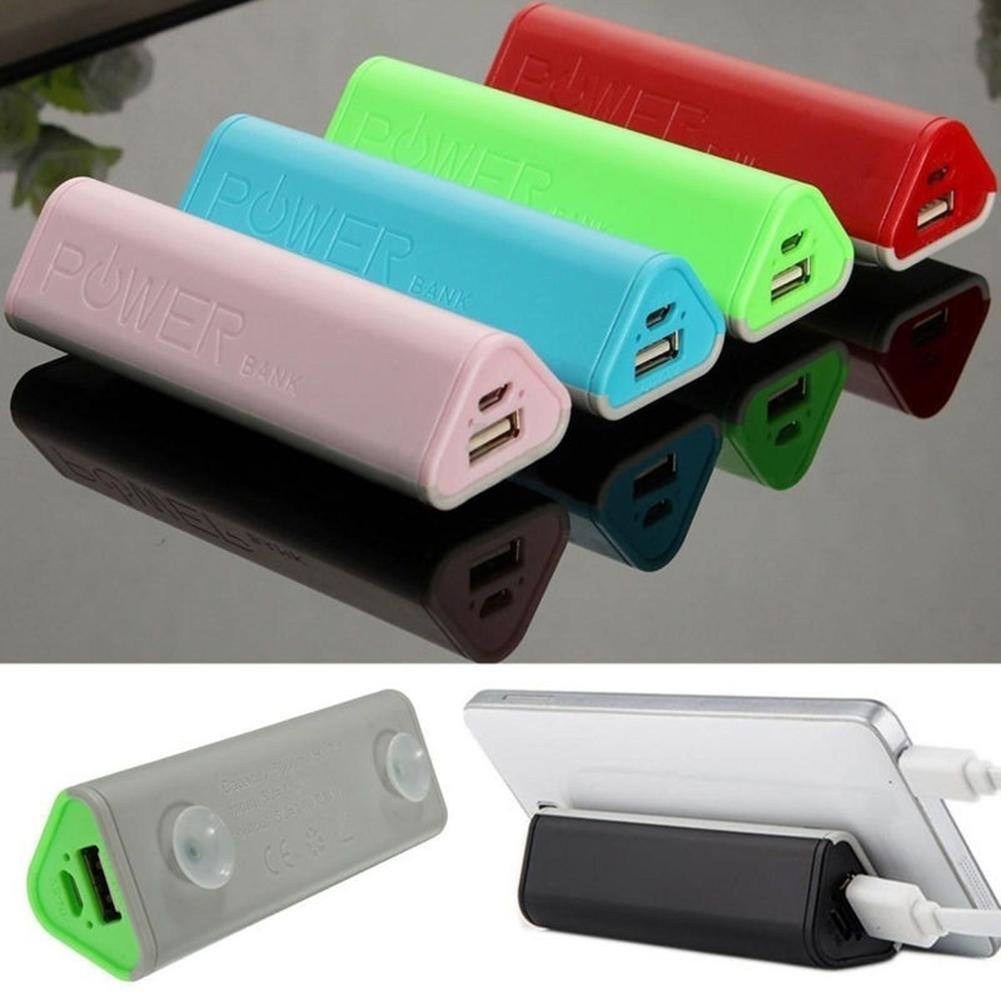 2000mAh portátil triángulo banco de energía USB DIY 18650 cargador de batería externa de plástico DIY energía banco caja