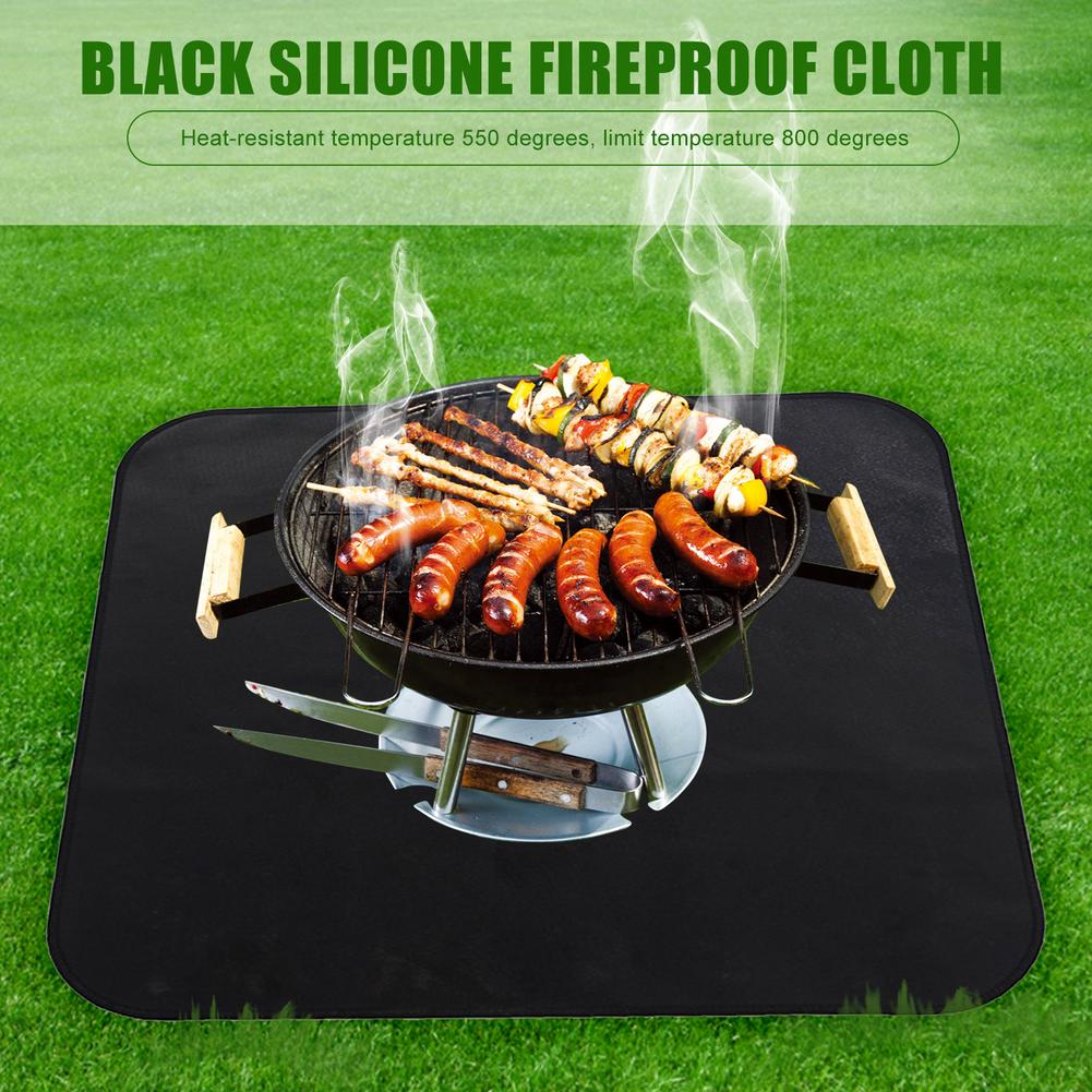 Barbecue Flame Retardant Protective Mat Outdoor Camping Cloth Floor Protection Mat Insulation Cushion Silicone Fireproof Cloth