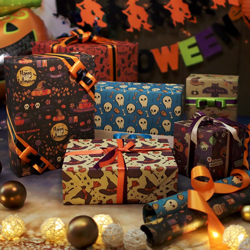 50*70cm Halloween Wrapping Paper Pumpkin Green Decoration Wrap Artware Kraft Packing Paper Vellum Paper Origami Paper