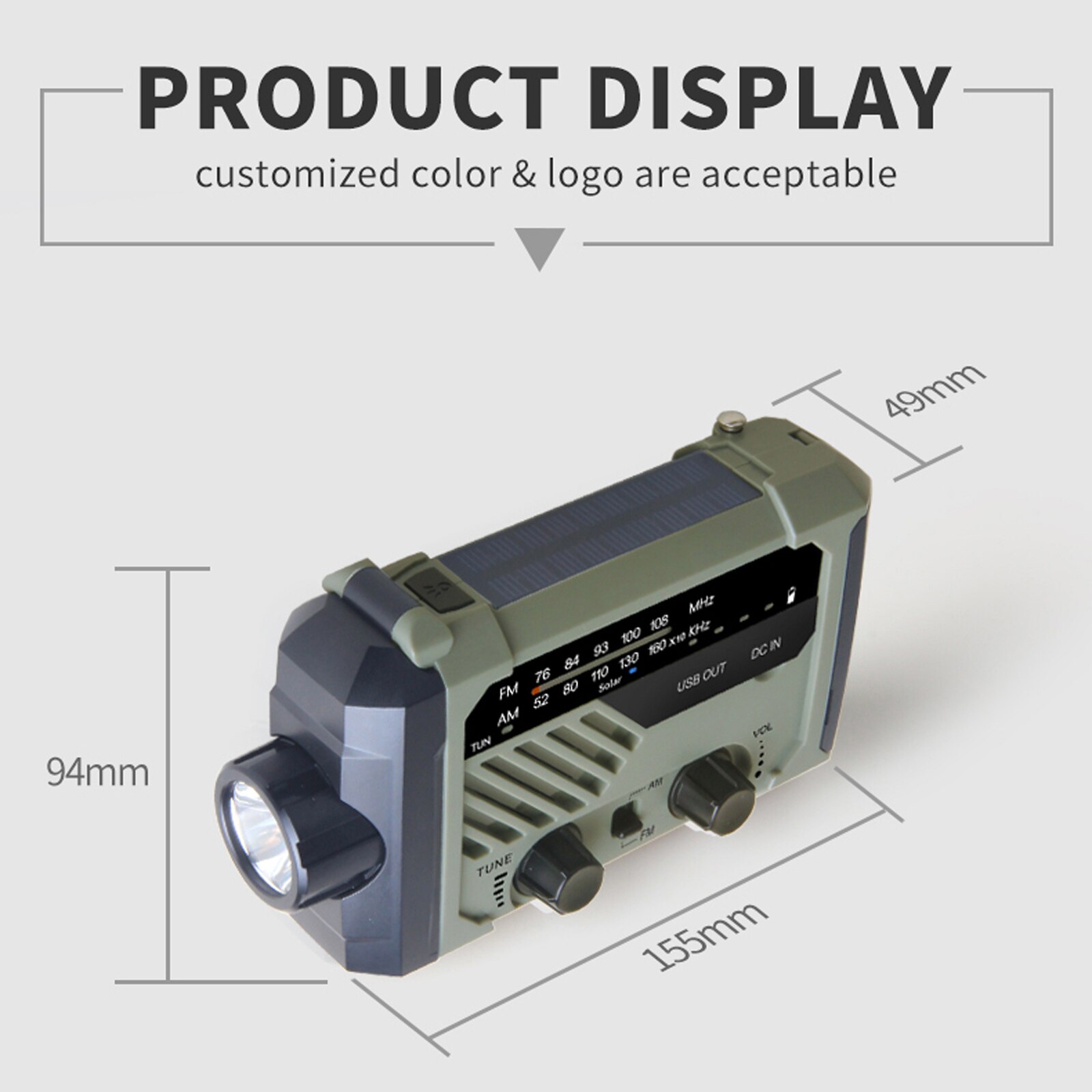 Portable Radio Hand Crank AM FM NOAA Emergency 3-in-1 Reading Lamp Flashlight Solar Charging 2000mAh Power Bank for Cell Phone