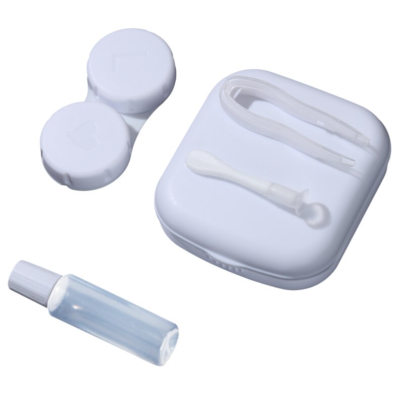 1 Pcs Pocket Draagbare Mini Contact Lens Case Dragen Make Up Beauty Leerling Opbergdoos Spiegel Container Travel Kit leuke Stijl: White