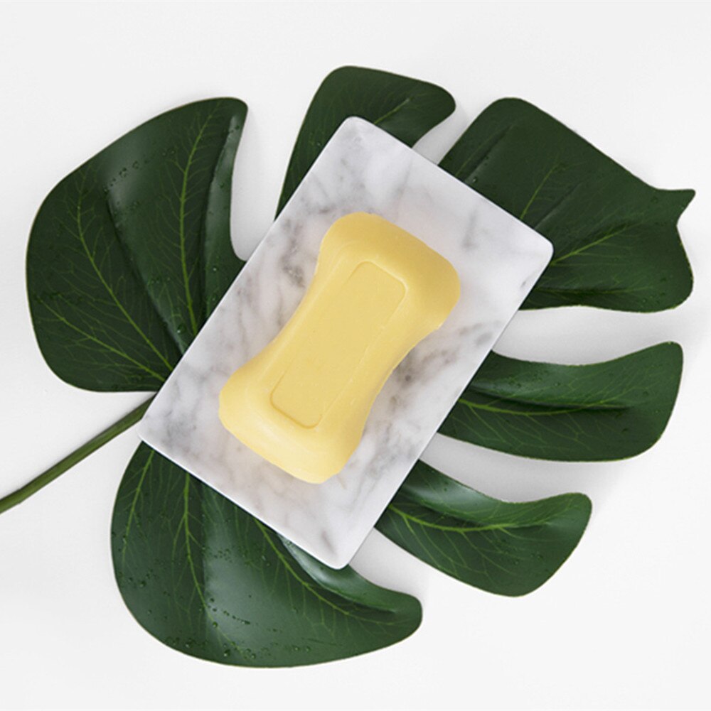 Porte-savon en marbre naturel brillant lisse/porte-éponge de maquillage avec trou de vidange