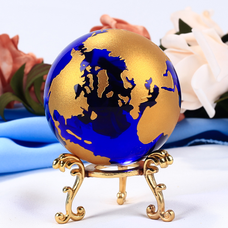 Wereldbol Mapa Home Decor Accessoires Globe Aarde 5 Inch Vintage Houten Globe Ornamenten Wereldkaart Geografie Desk Decor: with gold base