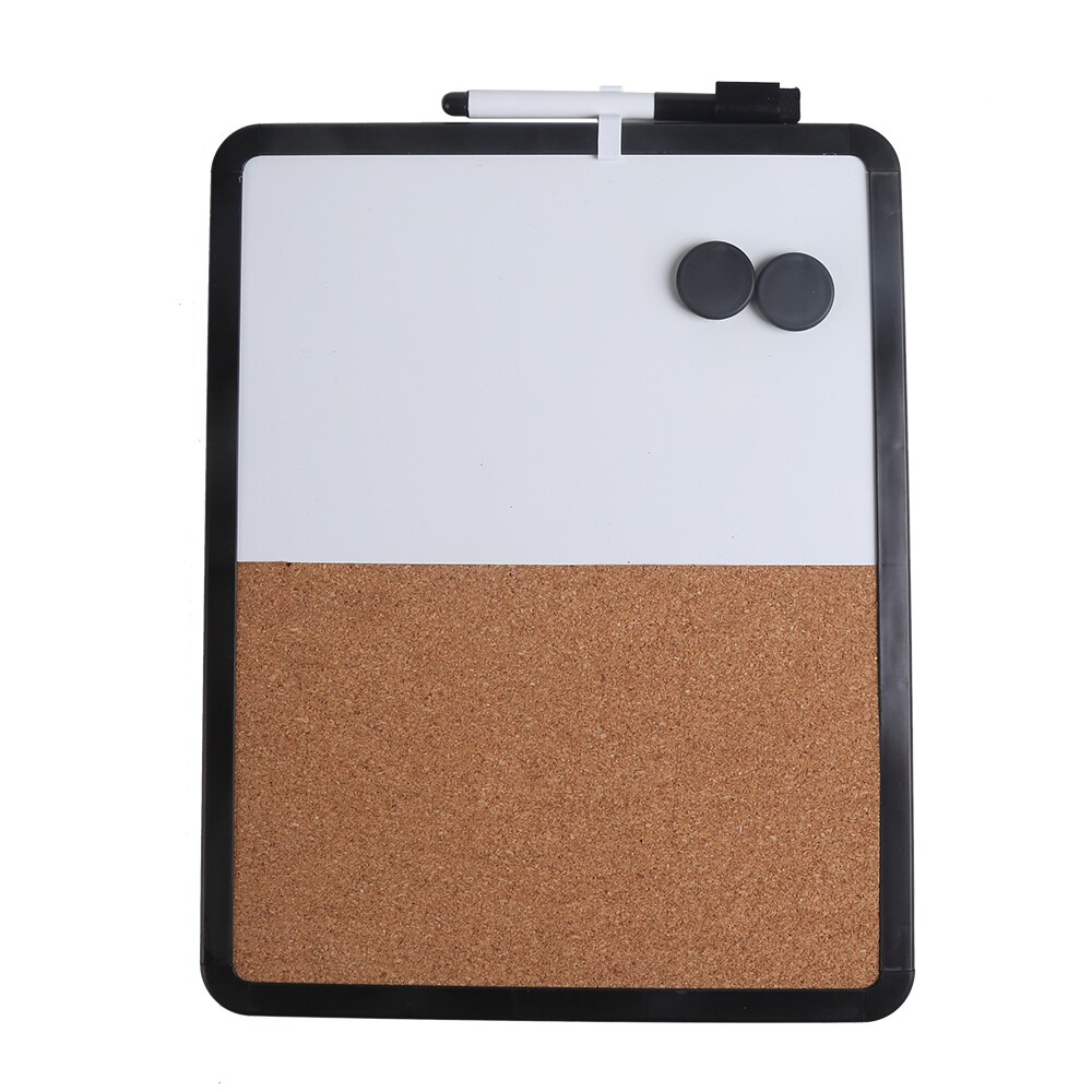 Multifunctionele Schrijfbord Droge Wissen Chidren Graffiti Board Combo Wit Board & Kurk Boord Met Whiteboard Pen push Pin: Black