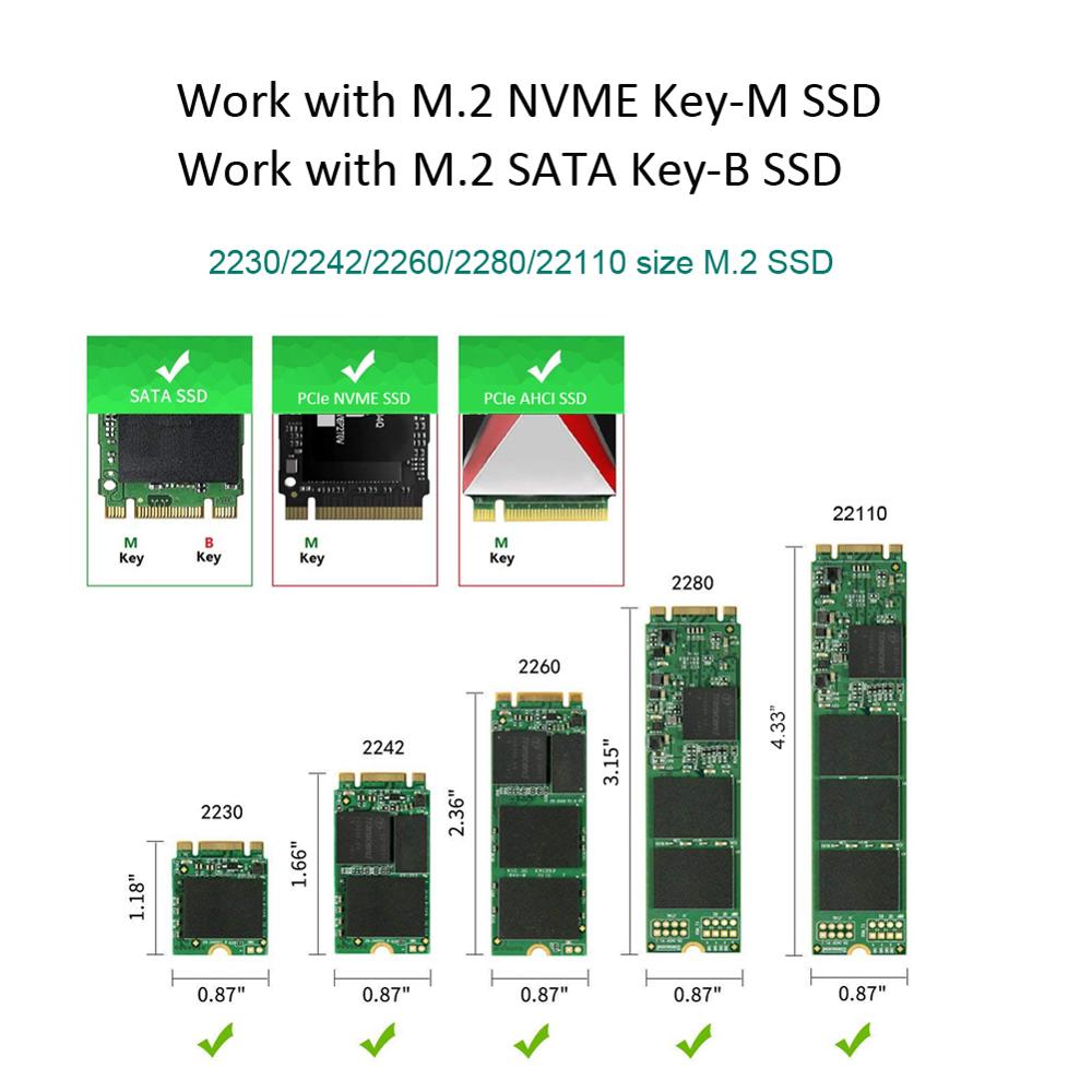 Glotrends 2 In 1 M.2 Pcie Adapter Met Emi Bescherming Cover En Ventilator Voor M.2 Pcie Ssd (Key-M) en M.2 Sata Ssd (Key B/B + M)