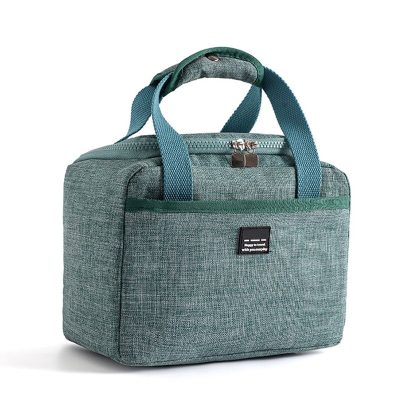Aosbos-Bolso térmico bolsos para la comida para mujer y niño, Enfriador de Picnic a la , fiambrera con aislamiento, bolsas de mano para comida de viaje: Dark green