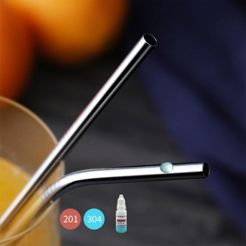 Acero inoxidable 304 pajilla de Metal pajilla reutilizable + 1 cepillo respetuoso del medio ambiente de paja recta curva cepillo de limpieza de la barra del Partido de accessories20Oz