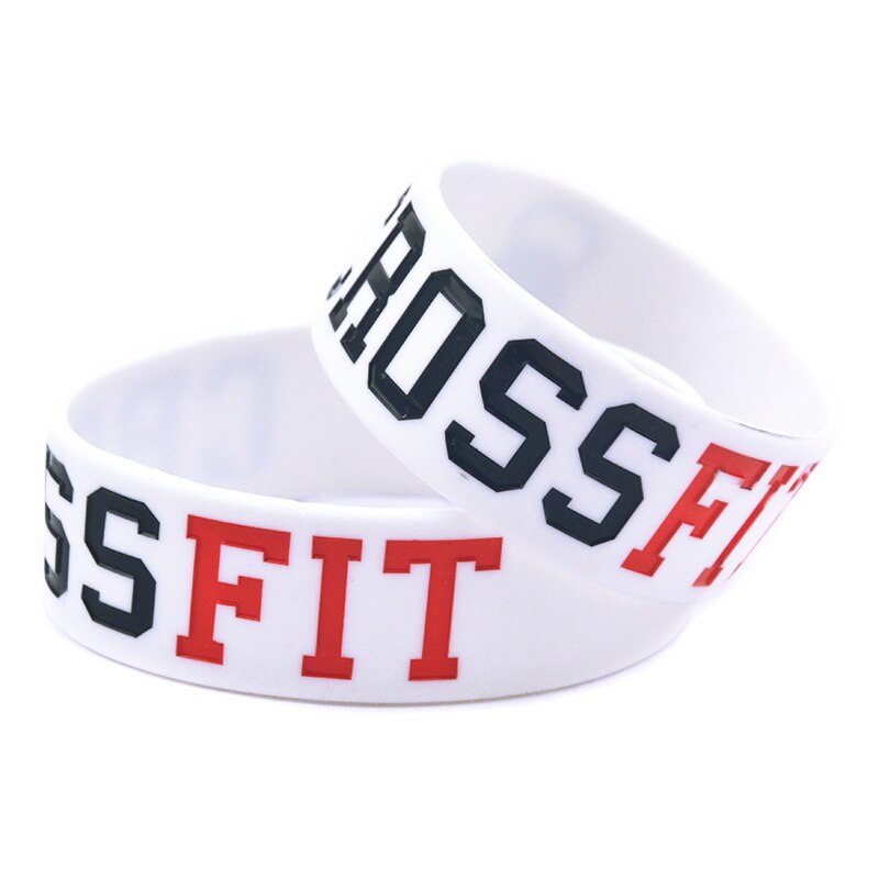 Obh 1pc een inch brede zwart-witte crossfit siliconen rubberen armband voor sport