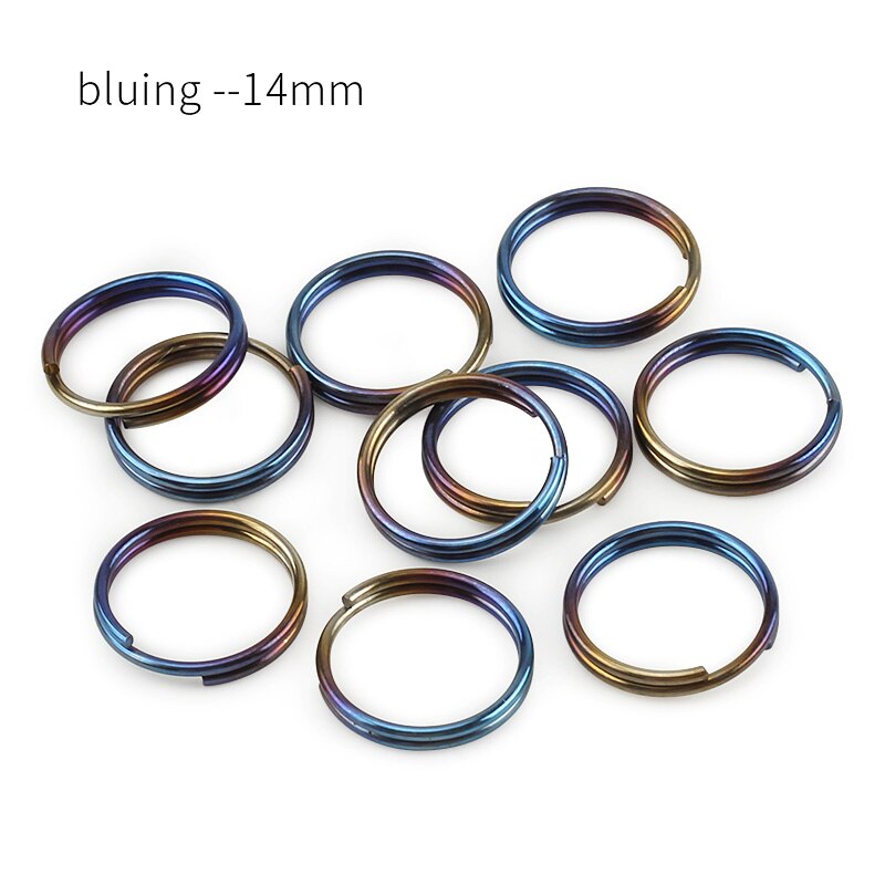 10 pièces/lot titane 10mm/12mm/14mm porte-clés EDC outil extérieur multicolore titane porte-clés: bluing 14mm