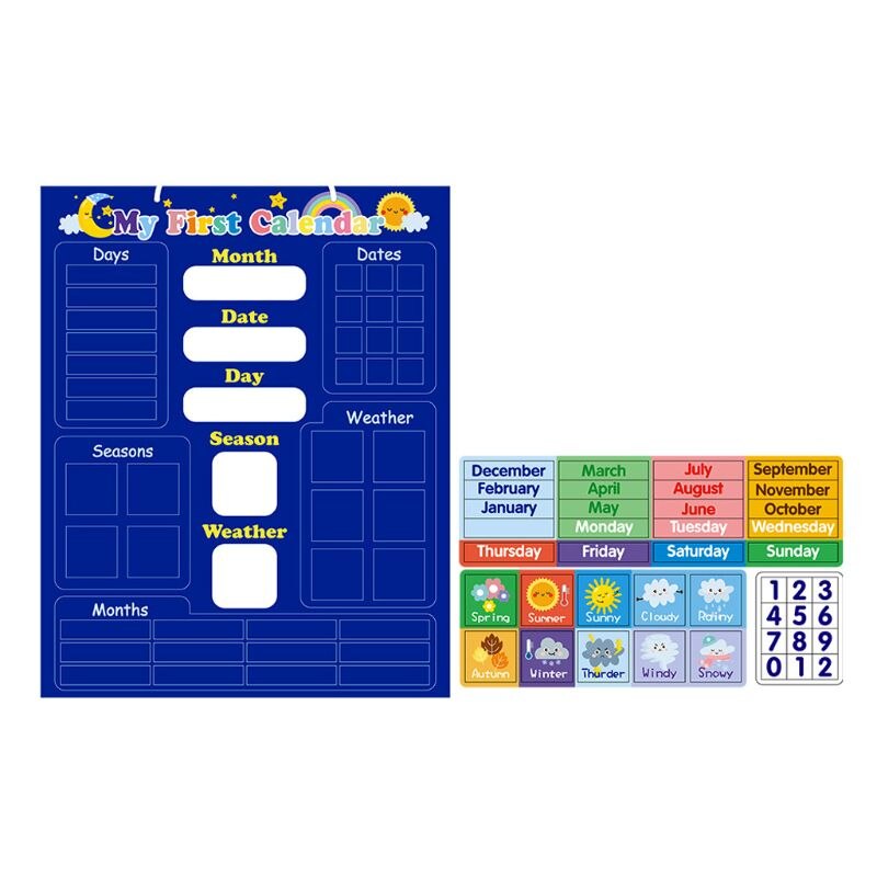 Tablero magnético de calendario meteorológico para niños, desarrollo del cerebro completo, aprendizaje de la inteligencia, iluminación, juguetes creativos