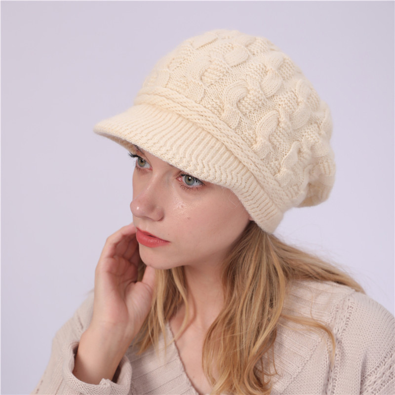 Chapeau en tricot pour femme, , ample, ample, en Crochet, décontracté, uni, doux, collection hiver: F