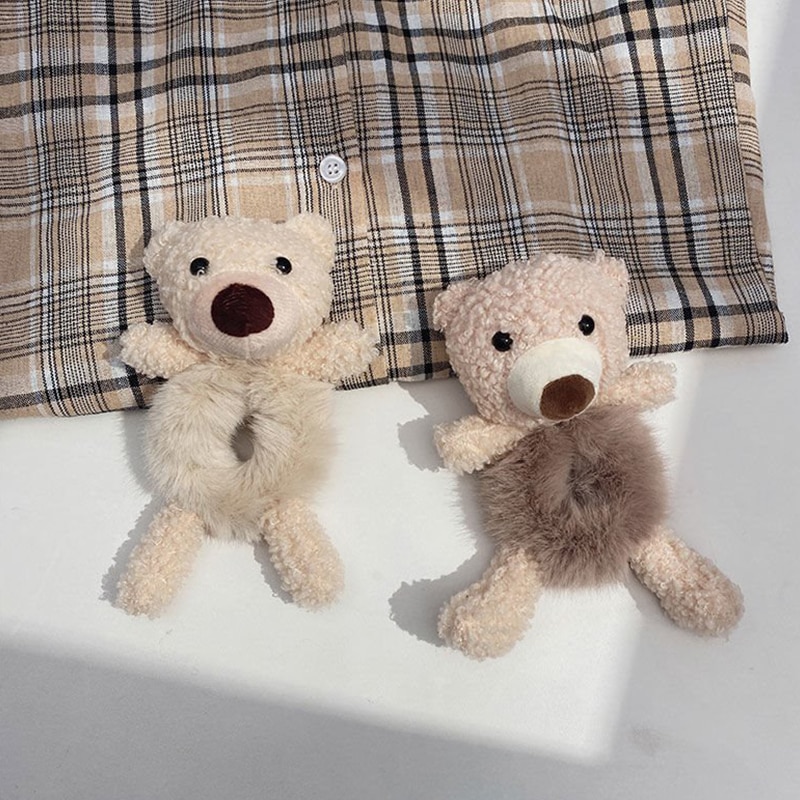 1/2 st. fina hårsnoddar för flickor sött björnhårband imitation av kaninpäls hårrep mjukt varmt gummiband fina håraccessoarer