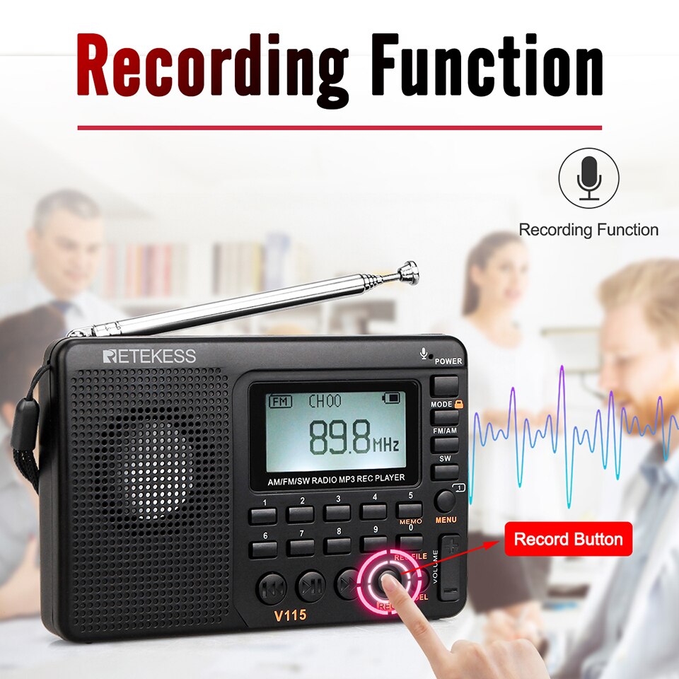 Retekess V115 Portable FM AM SW Multi-function Radio And V117 Elderly Radio, Compact Radio AM FM SW Bundle