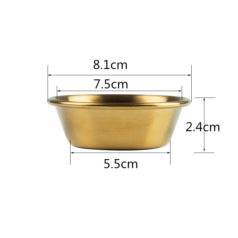 304 Rvs Kimchi Plaat Schotel Kom Saus Goud Gouden Kleine Schotel Opslag Trays Plaat Snacks Platte Kruiden Doos Servies: 8.1x2.4cm gold