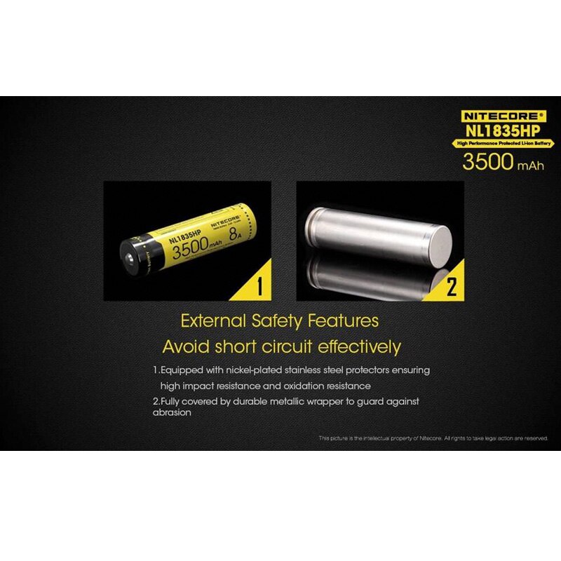 Nitecore NL1835HP 3500MAH wiederaufladbare Geschmack-oben Li-Ion 18650 batterie 8A Ausgang