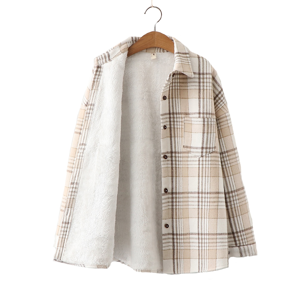 Chemise pour Femme à Carreaux Épaisse en Velours, Blouse Tendance Chaude, Nouveaux Hauts Décontractés, Blouses Près du Corps, Vêtements Féminins d&#39;Hiver