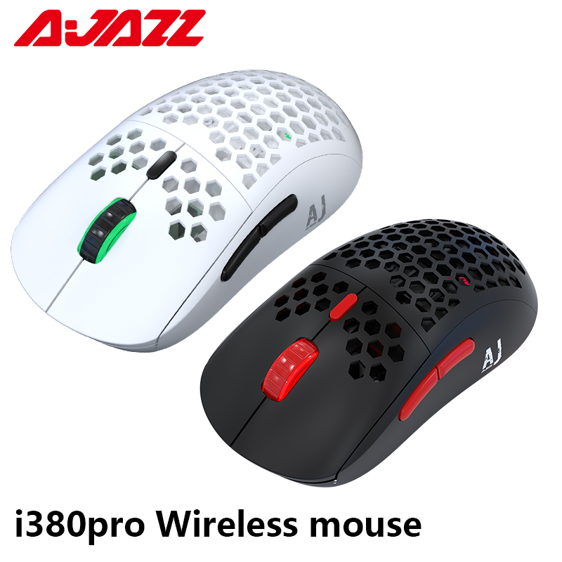 Ajazz  i380 pro 2.4g trådløs spillmus 10000 dpi pmw 3325 sensor Dobbel modus mus oppladbar honningkake bærbare mus til bærbar pc