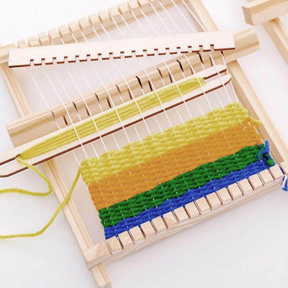 Wooden Tapestry Knitting Machine Weaving Loom With Stand Wood Arts Crafts Weaving Frame Loom for Kids DIY Woven Set