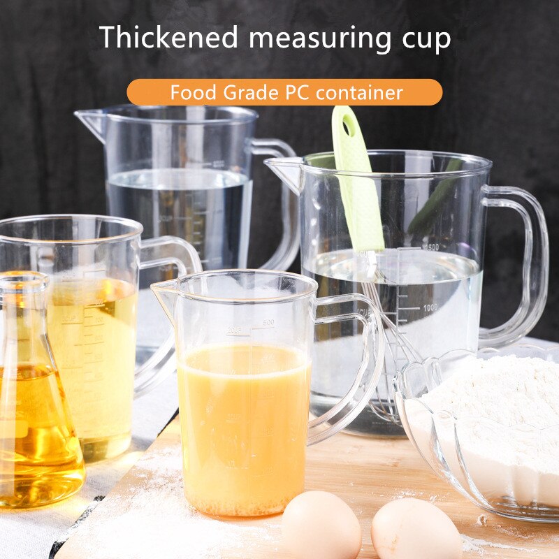 Vaso medidor de plástico irrompible para medir líquidos, jarra, contenedor de taza, herramienta de medición de laboratorio duradera