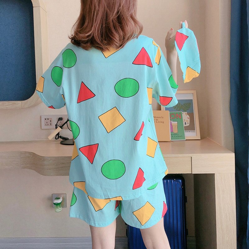 Pijama no verão para mulheres, roupa feminina para dormir, conjunto de pijama com shorts para casa, 2021
