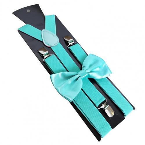 Bretelles robustes pour hommes, noir, 17 couleurs, 3 pinces solides, pantalon élastique réglable, bretelles, travail, fête: Tiffany Blue