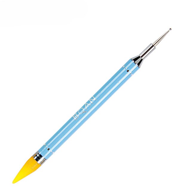 BQAN-Bolígrafo de cera para punteo de Metal acrílico, dos cabezales, para recoger diamantes de imitación, lápiz para cera de uñas, herramienta artística para manicura: blue