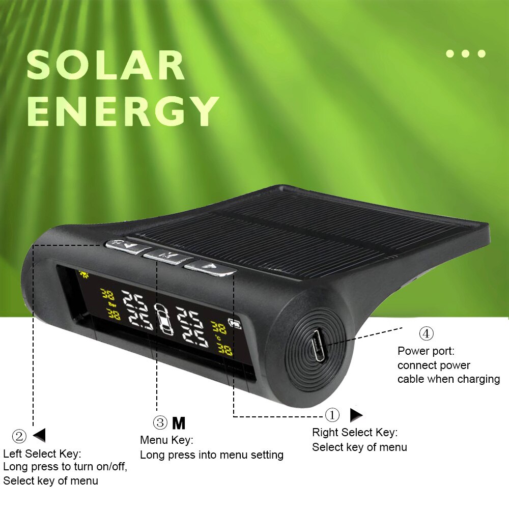 FORAUTO Smart Car TPMS système de surveillance de la pression des pneus énergie solaire affichage LCD numérique systèmes d'alarme de sécurité automatique pression des pneus