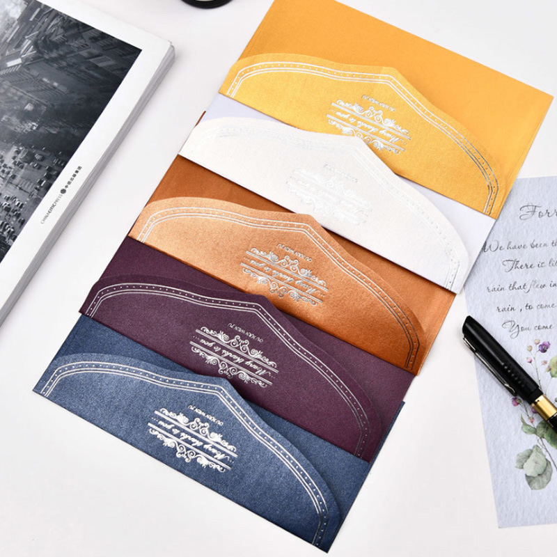 5 Pçs/set Europeu Elegante Hot Stamping papel Kraft envelopes Kawaii Material Escolar Envelope para Carta de Convite de Casamento