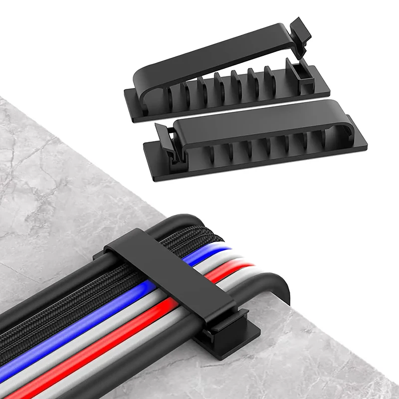 Organizador de Cables autoadhesivo, Clips de Cable USB, abrazadera de gestión de cables, soporte de Cable de pared de escritorio para el hogar y el coche, administrador de bobinadora de cables de carga
