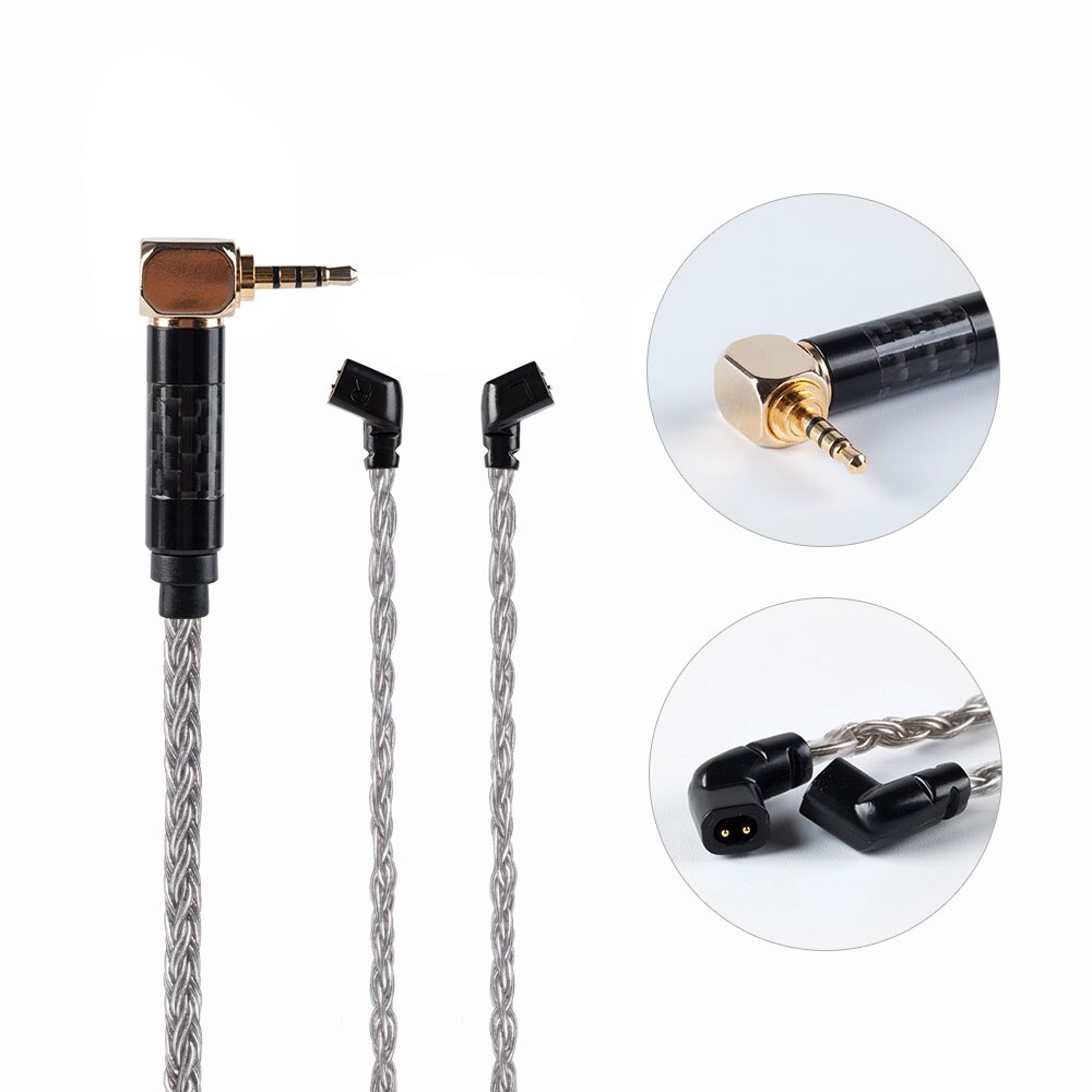 HiFiHear Audio Cable - 16 Core Plated Silver - MMCX/2Pin Connector - 4.4/3.5/2.5mm Plug: QDC 2.5