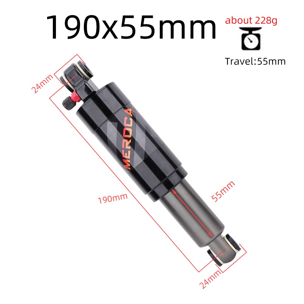 MEROCA Mountainbike Luft Stoßdämpfer 125mm/150mm/165mm/190mm/200mm Rolle Legierung MTB Falten Fahrrad Hinten Schock Radfahren Teile: 190mm