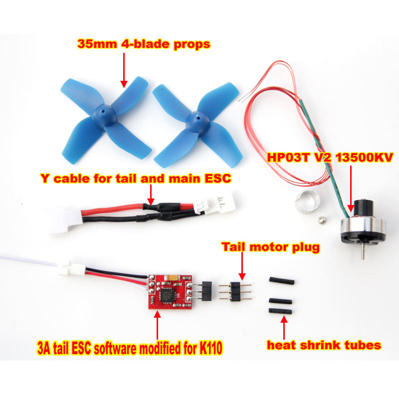 BLAST K110 brushless tail ESC and motor system upgrade kits DP-3A ESC HP03T V2 13500KV tail motor with 6mm 7mm mount