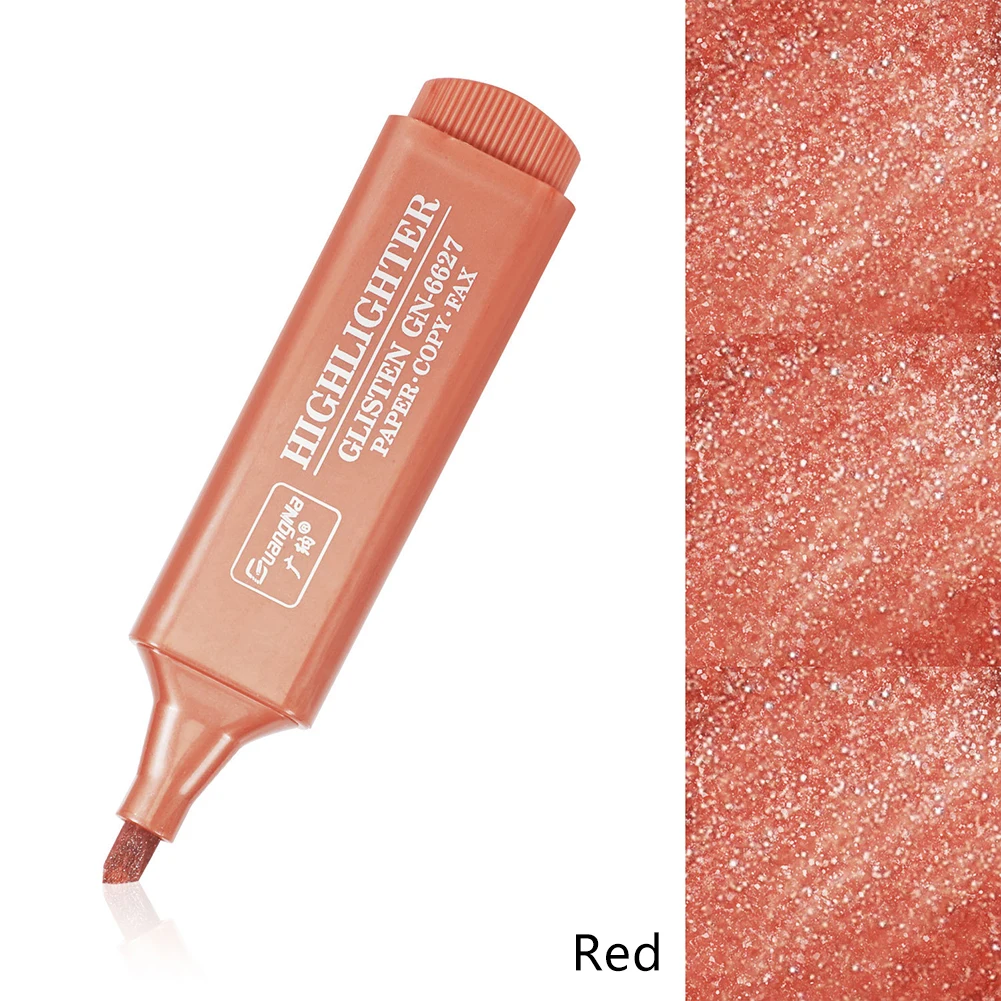 Resaltador metálico, marcadores fluorescentes con purpurina, bolígrafo brillante para tomar notas, 8 colores para diario, suministros para álbum de recortes, arte de dibujo