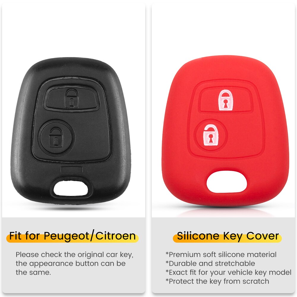 Dandkey Silicone Rubber Car Key Case Cover For Peugeot 107 206 307 207 For CITROEN C1 C2 For Toyota Key Protector Holder Shell